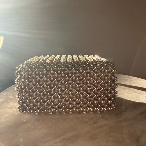 RETROFETE Eclipse Crystal Embellished Hand Bag Gunmetal Silver - Picture 6 of 10